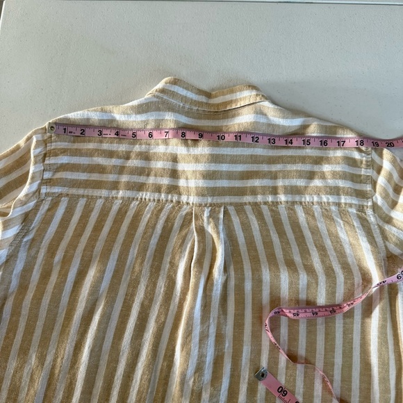 Universal Thread Linen Blend Shirt Tan & White Oversized Striped Women’s Size L - Picture 5 of 9